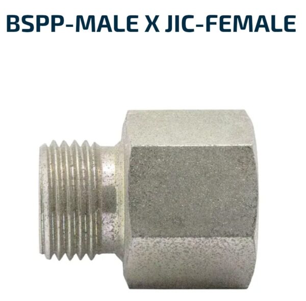 MALE/FEMALE SOLID 1/2 BSPP-Male X 7/8 JIC-Female