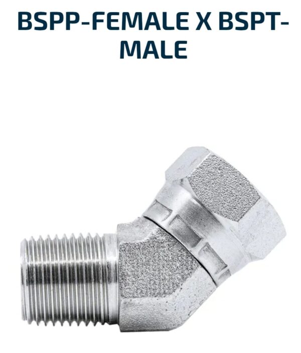 ELBOW BLOCK 45 Degree BSPP-Female X BSPT-Male