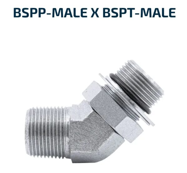 ELBOW BLOCK 45 Degree BSPP-Male X BSPT-Male